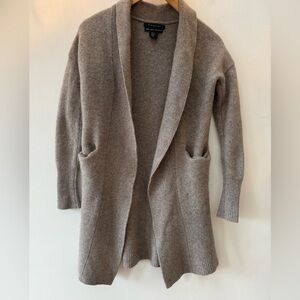 Tahari Cashmere Pure Luxe Taupe Grey Women's Cardigan Sweater Jacket XS